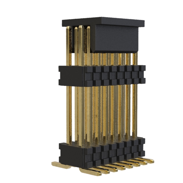 1713SMDI-22xxCP series, double-row open straight pin header with double insulator on the PCB with mounting cover for automatic surface (SMD) mounting, pitch 0.80 x 1.20 mm, 1x50 pins