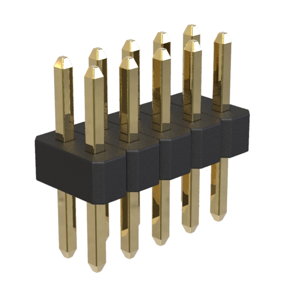 BL1610-12XXS series, open double row straight pin headers on PCB for mounting holes, pitch 1.00 mm, 2x50 pins