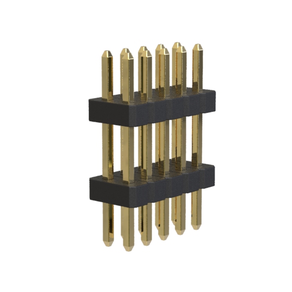 BL1610-22XXS series, double-row straight pin headers, double insulator, on PCB for mounting holes, pitch 1.00 mm, 2x50 pins