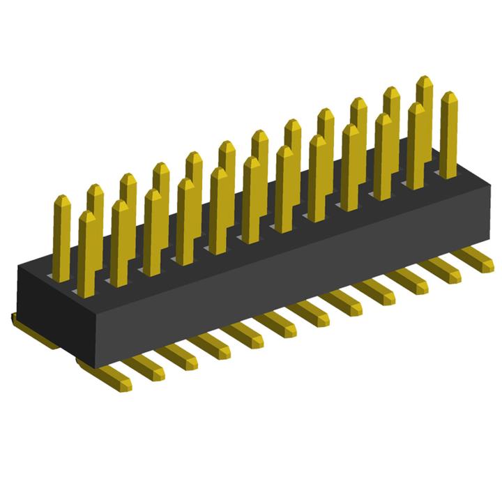 2191SM-XXXG series, open double row straight pin headers on PCB for surface mounting (SMD), pitch 1.00 mm, 2x50 pins
