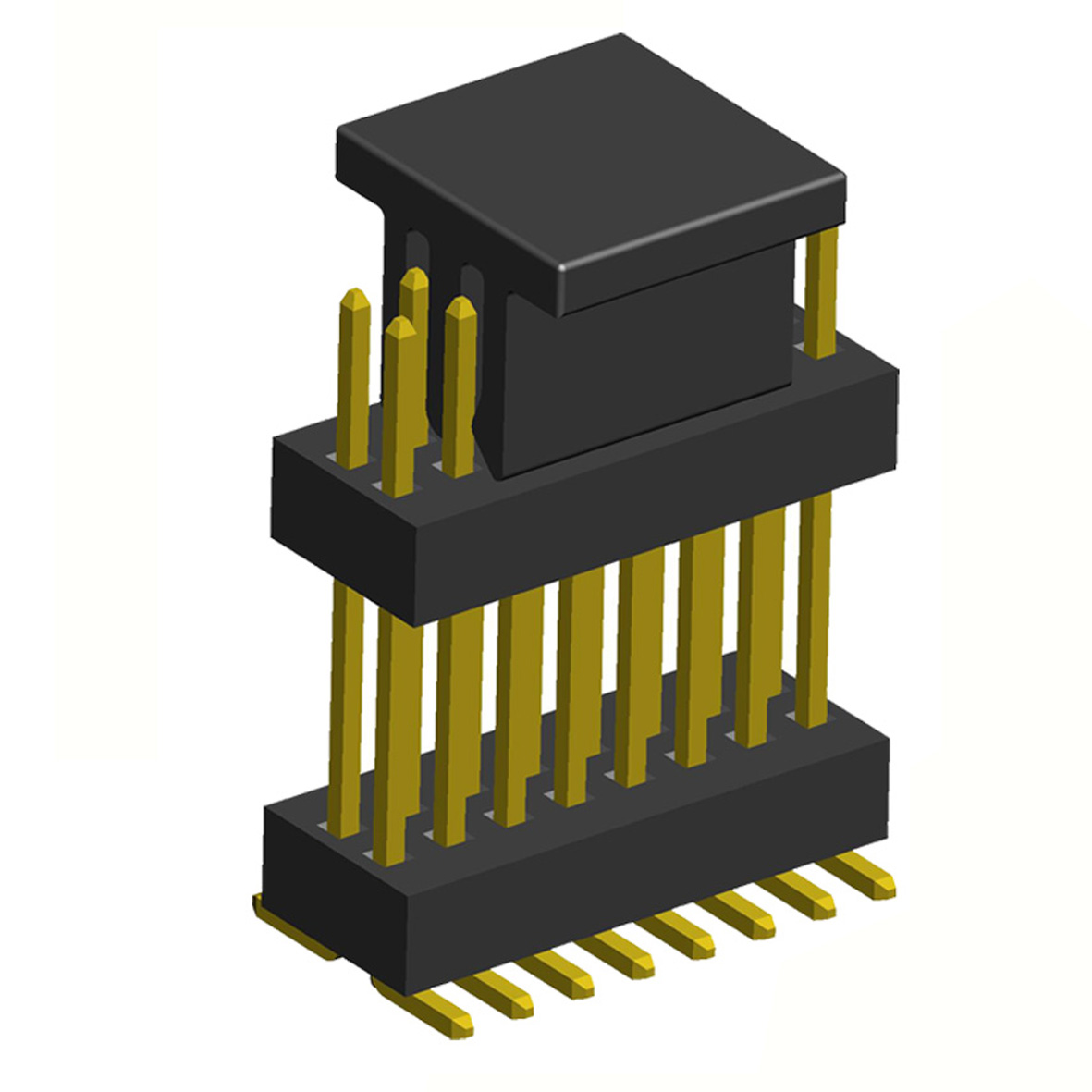 2191SMDI-XXXG-CP series, open double row elevated straight pin headers with guides on PCB for surface mounting (SMD), pitch 1.00 mm, 2x50 pins