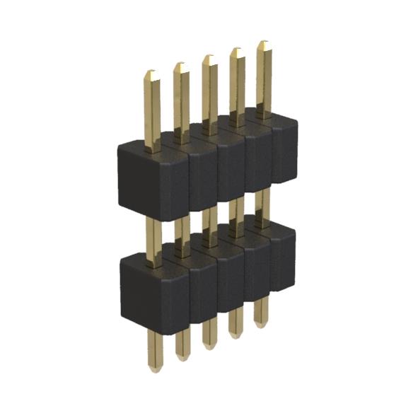 BL1420-21xxS series, pin headers  single row straight double isolator on PCB for mounting holes,  1,27 , 1x50 pins