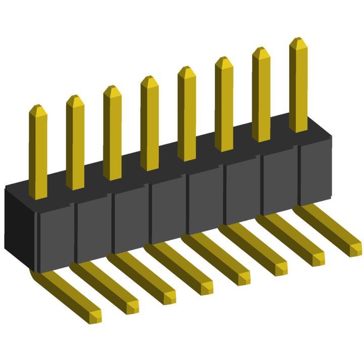 2199RA-XXG (PLL1.27R) series, pin headers  open single row angle on PCB for mounting in holes, pitch 1,27 mm, Board-to-Board connectors, pin headers and sockets for them > pitch 1,27 mm