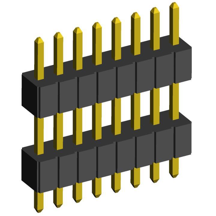 2199SADI-XXG (PLLH1.27) series, pin headers  single row straight double isolator on PCB for mounting holes,  1,27 , 1x50 pins