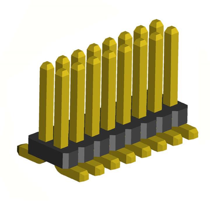 2199SB-XXXG-SM-3025 (PLLD1.27S) series, pin headers double row, straight on PCB for surface (SMD) mounting, pitch 1,27x1,27 mm, Board-to-Board connectors, pin headers and sockets for them > pitch 1,27x1,27 mm