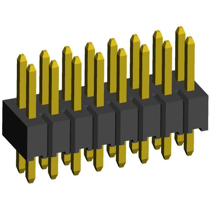 2199SB-XXXG (PLLD1.27) series, pin headers double-row straight on PCB for mounting in holes,  1,27x1,27 , 2x50 pins