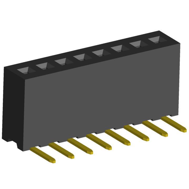2200RA-XXG-44 series, single row corner sockets on PCB for mounting in holes, pitch 1,27 mm, Board-to-Board connectors, pin headers and sockets for them > pitch 1,27 mm