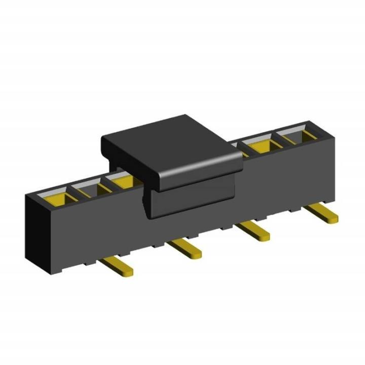 2200SA-XXG-SM1-B1-PCP series, single row straight sockets with capture for surface (SMD) mounting on PCB,  1,27 , 1x50 pins