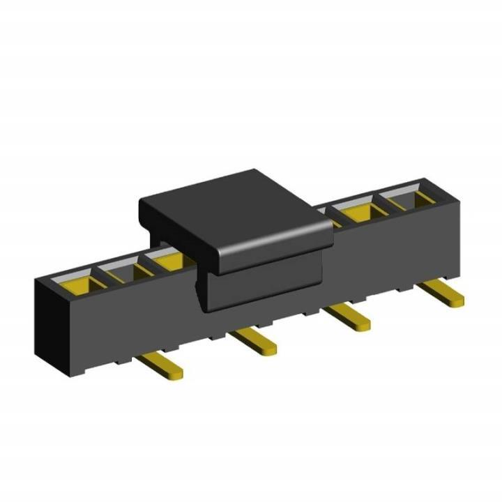2200SA-XXG-SM3-B1-PCP series, single row straight sockets with capture for surface (SMD) mounting on PCB,  1,27 , 1x50 pins