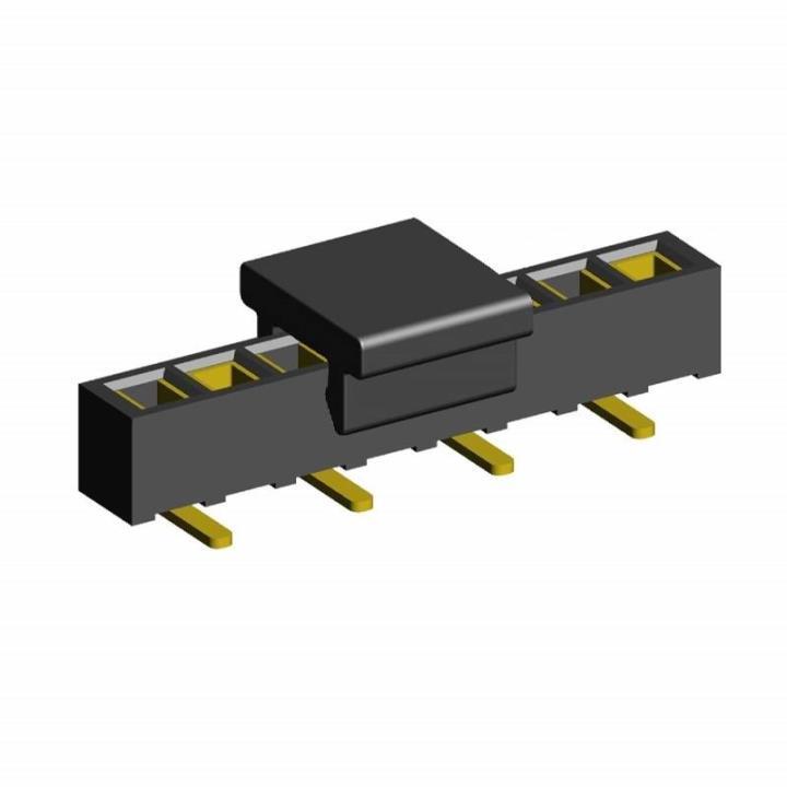2200SA-XXG-SM3-B2-PCP series, single row straight sockets with capture for surface (SMD) mounting on PCB,  1,27 , 1x50 pins