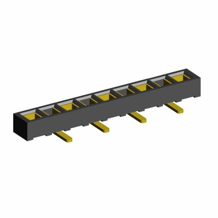 2200SA-XXG-SM2-B1 series, single row straight sockets for surface (SMD) mounting on PCB, Pin headers (pin header connectors) with pitch 1,27 produces at the factory in the form of lines with incised insulator at the , 1x50 pins