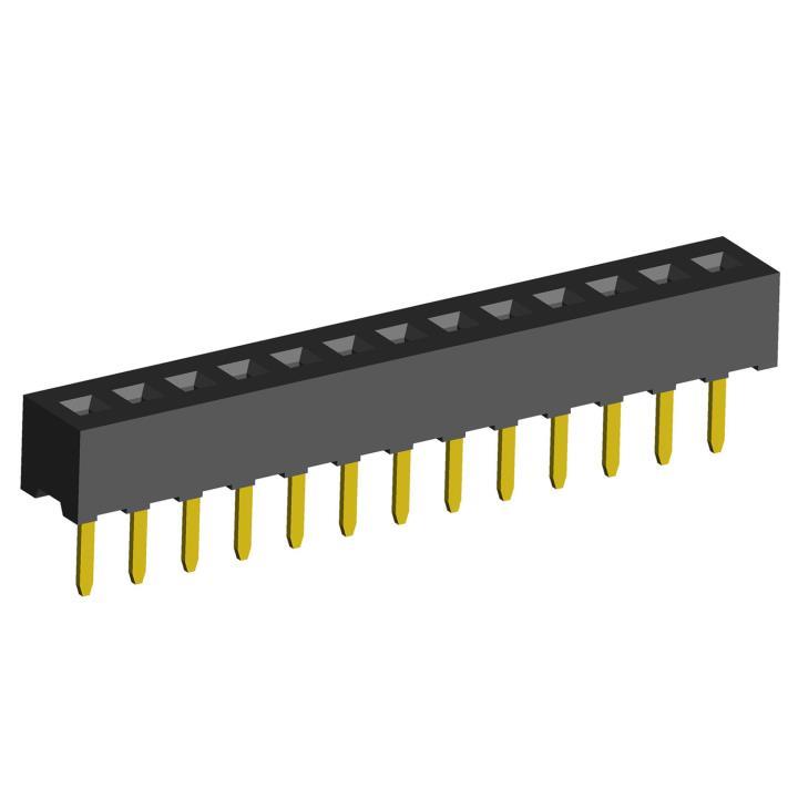 2200SA-XXG-21 series, single row straight sockets on PCB for mounting in holes,  1,27 , 1x50 pins