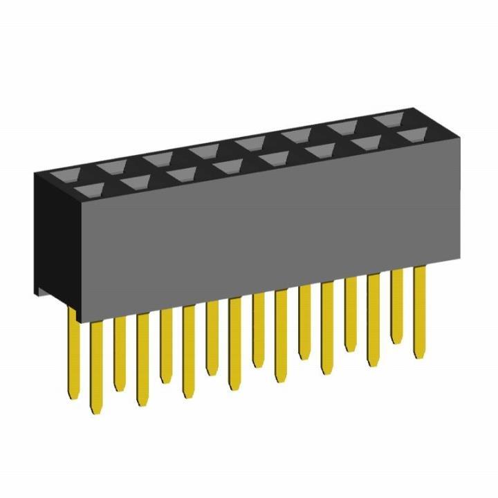 2200SB-XXXG-A2 series, double row straight sockets on PCB for mounting in holes,  1,27x1,27 , 2x50 pins