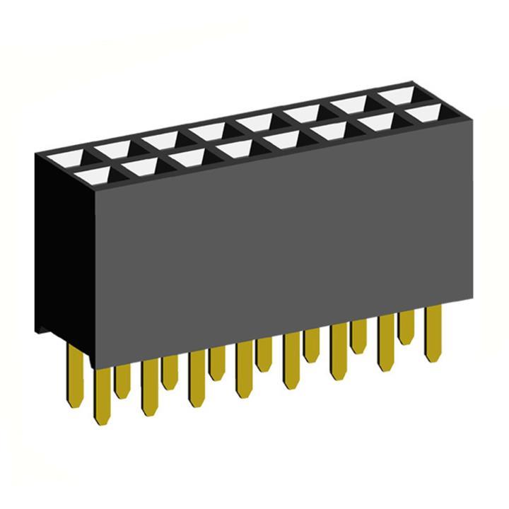 2200SB-XXXG-A1 (PBD1.27) series, double row straight sockets on PCB for mounting in holes, pitch 1,27x1,27 mm, Board-to-Board connectors, pin headers and sockets for them > pitch 1,27x1,27 mm