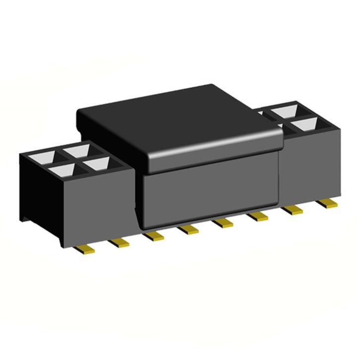 2200SB-XXXG-SM-23-PCP series, double row straight sockets on PCB for surface (SMD) mounting with reverse input and capture,  1,27x1,27 , 2x50 pins