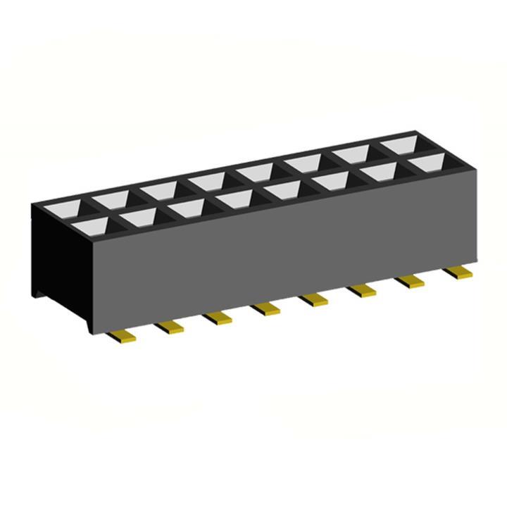 2200SB-XXXG-SM-23 series, double row straight sockets for surface (SMD) mounting on PCB,  1,27x1,27 , 2x50 pins