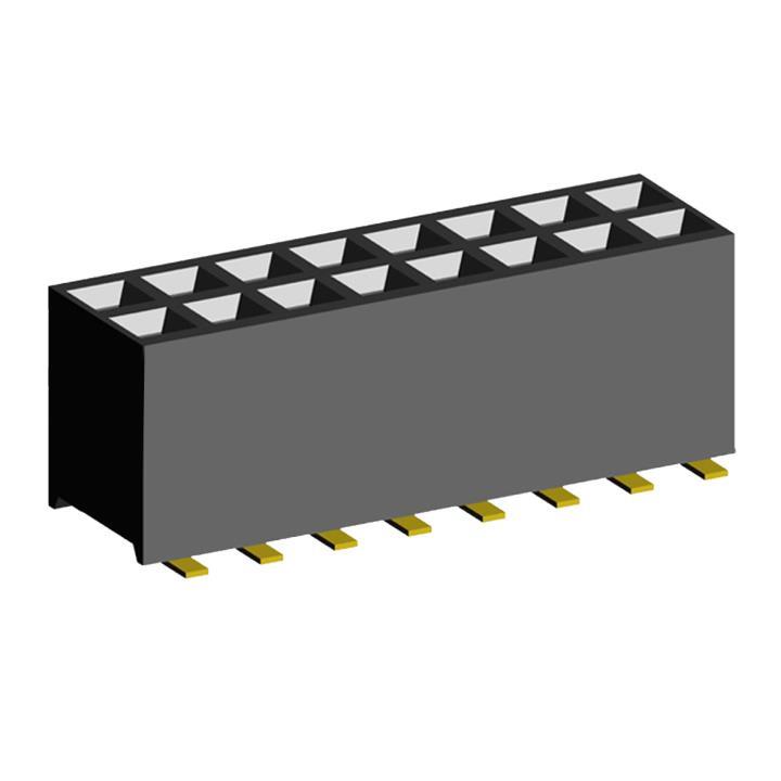 2200SB-XXXG-SM-36 series, double row straight sockets for surface (SMD) mounting on PCB,  1,27x1,27 , 2x50 pins