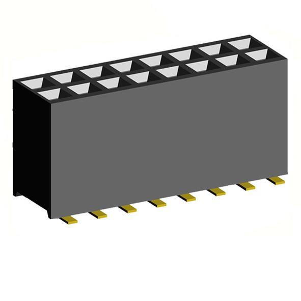 2200SB-XXXG-SM-45 series, double row straight sockets for surface (SMD) mounting on PCB,  1,27x1,27 , 2x50 pins