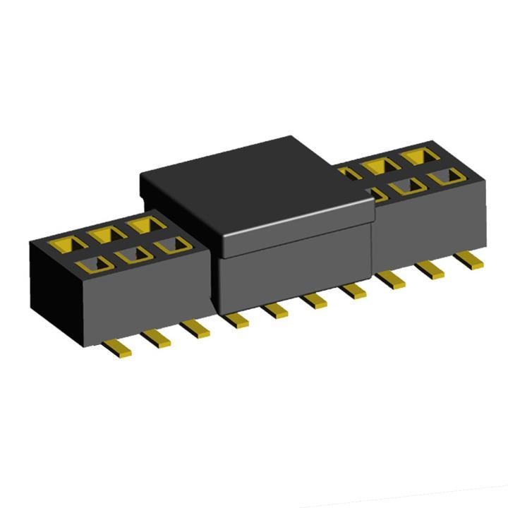 2200TB-XXXG-SM-23-PCP series, double row straight sockets on PCB for surface (SMD) mounting with reverse input and capture,  1,27x1,27 , 2x50 pins