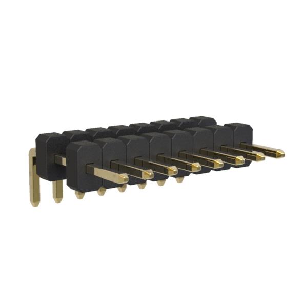 BL1410R-21xx-1.0 series, pin headers single row with double insulator angle on PCB for mounting in holes,  1,27 , 1x50 pins