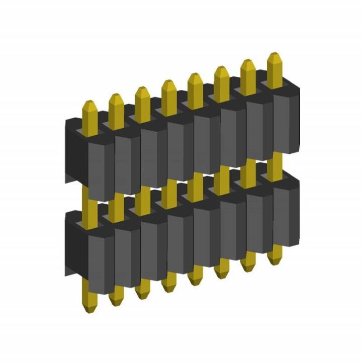 2206PADI-XXG-720 series, plugs open straight single row with double insulator on Board for mounting in holes,  1,27 , 1x50 pins