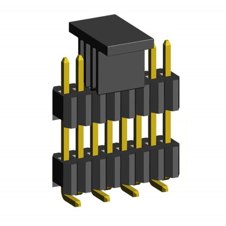 2206PADI-XXG-SM-B1-XXXX-CP series, plugs open straight single row with double insulator for surface (SMD) mounting on Board with mounting cover,  1,27 , 1x50 pins