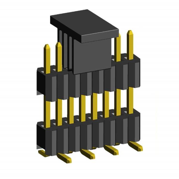 2206PADI-XXG-SM-B2-XXXX-CP series, plugs open straight single row with double insulator for surface (SMD) mounting on Board with mounting cover,  1,27 , 1x50 pins