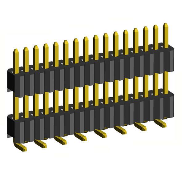 2206PADI-XXG-SM-B1-XXXX series, plugs open straight single row with double insulator for surface (SMD) mounting on the Board,  1,27 , 1x50 pins