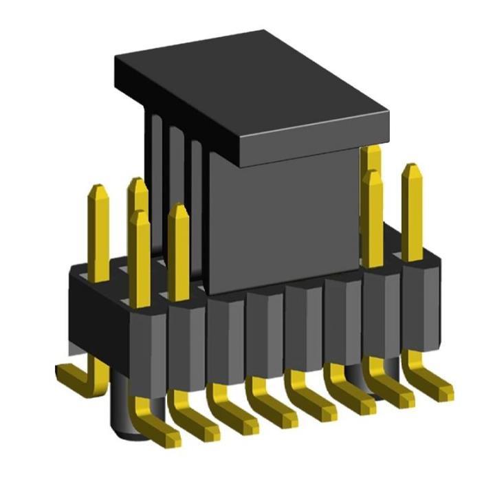 2206PB-XXG-SM-XXXX-CG series, plugs open straight single row for surface (SMD) mounting with guides on the Board and mounting cover, Pitch between rows 1,27 for double row, 1x50 pins