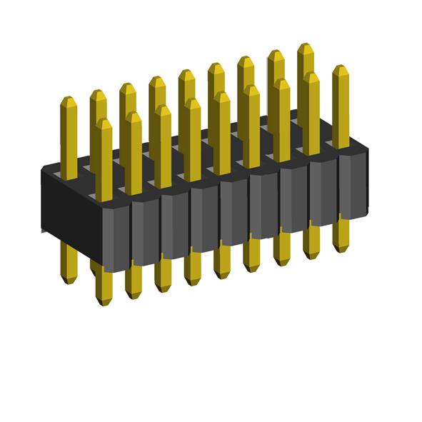 2206PB-XXXG-XXX (PLLD1.27-XXXA) series, straight double row open plug on the Board for mounting holes,  1,27x2,54 , 2x50 pins