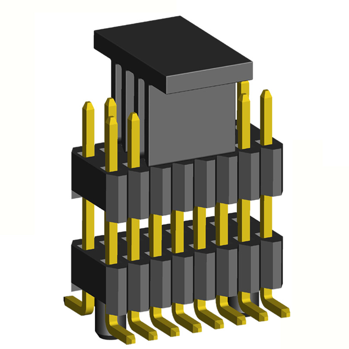 2206PBDI-XXXG-SM-XXXX-CG series, plugs open straight double row with double insulator on the Board for surface (SMD) mounting with guides on the Board and mounting cover,  1,27x2,54 , 2x50 pins