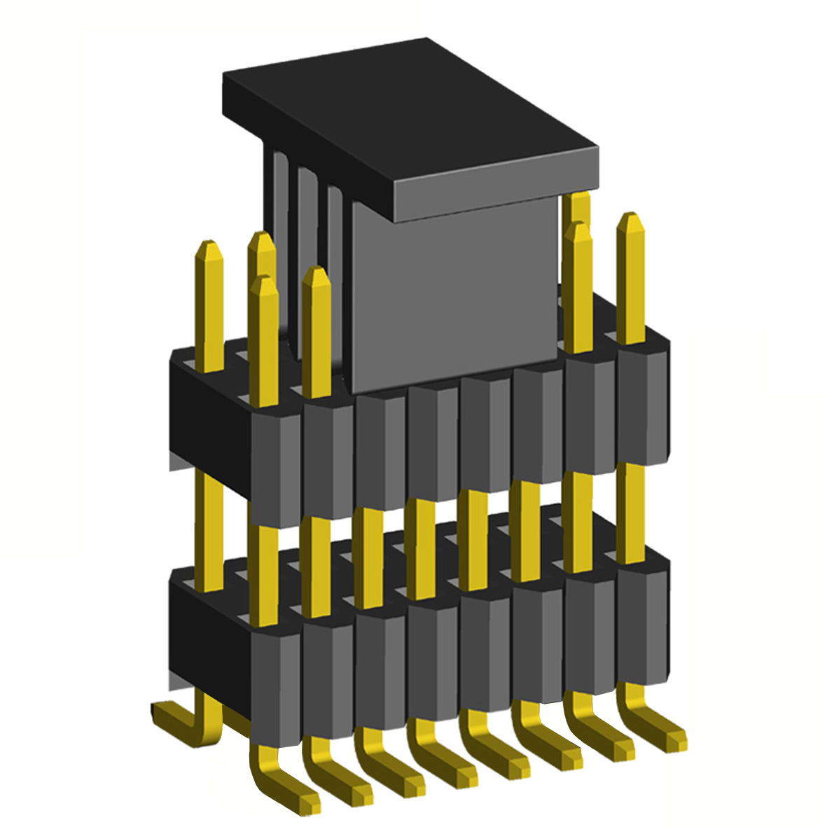 2206PBDI-XXXG-SM-XXXX-CP series, plugs open straight double row with double insulator for surface (SMD) mounting on Board with mounting cover,  1,27x2,54 , 2x50 pins