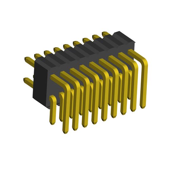 2206RPB-XXXG-XXXXXX series, plugs open angled double row on Board for mounting in holes,  1,27x2,54 , 2x50 pins