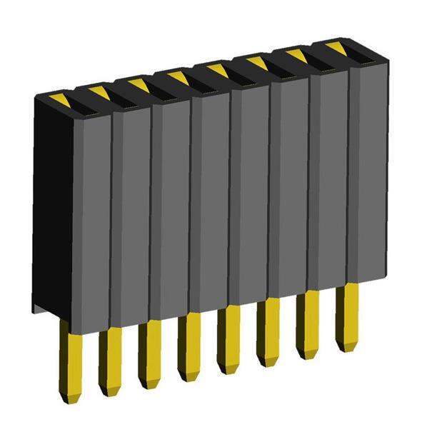 2206SA-XXG-85 series, straight single row sockets on Board for mounting in holes,  1,27 , 1x50 pins