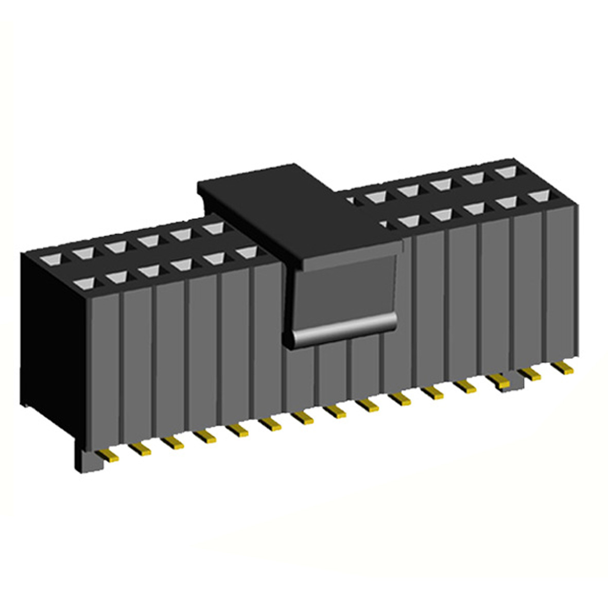 2206SB-XXXG-SM-60-CG series, straight double row sockets on the Board for surface (SMD) mounting on the Board with guides on the Board and mounting cover,  1,27x2,54 , 2x50 pins