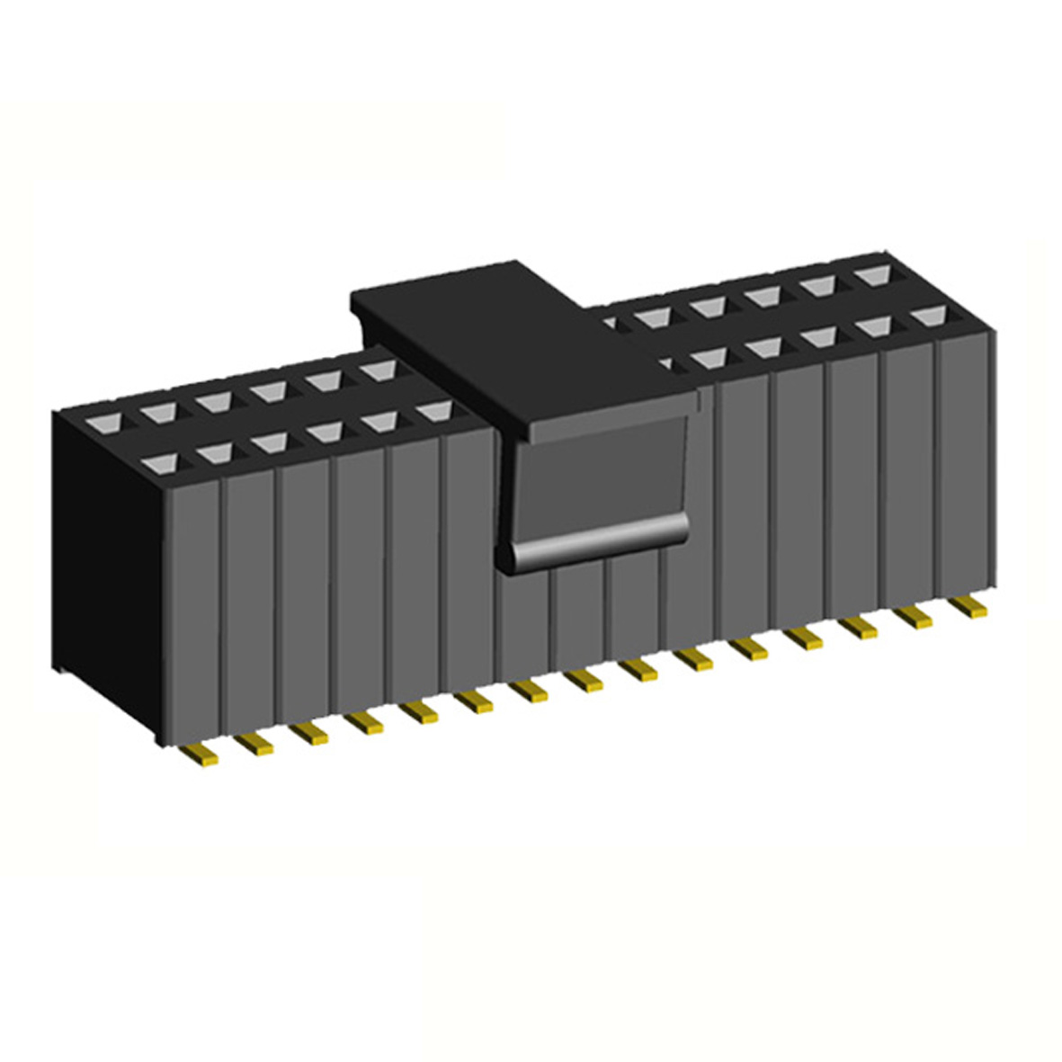 2206SB-XXXG-SM-60-CP series, straight double row sockets for surface mounting (SMD) with mounting cover,  1,27x2,54 , 2x50 pins