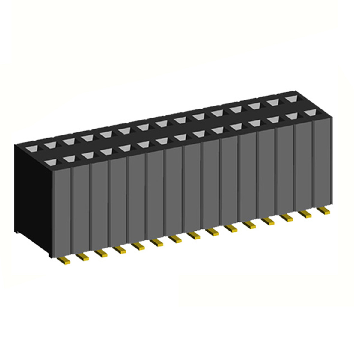 2206SB-XXXG-SM-60 series, straight double row sockets on the Board for surface (SMD) mounting on the Board,  1,27x2,54 , 2x50 pins