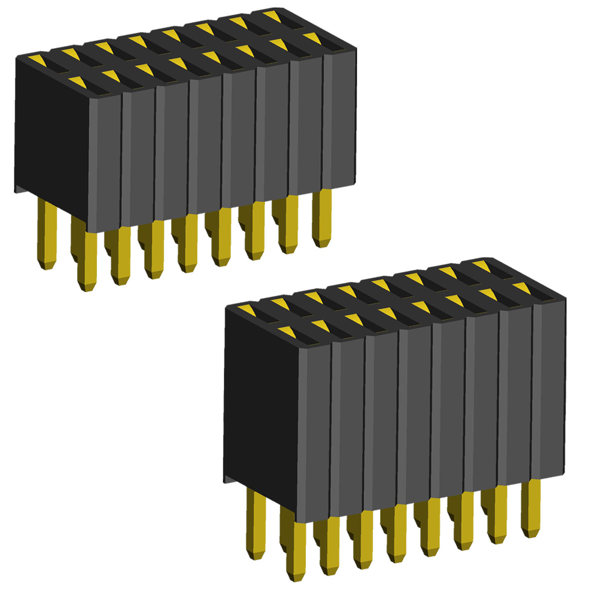 Open pin headers and Sockets for its, PCB/PCB (Board-to-Board) types with pitch 1,27x2,54 Pitch between pins in one row and sockets for them
