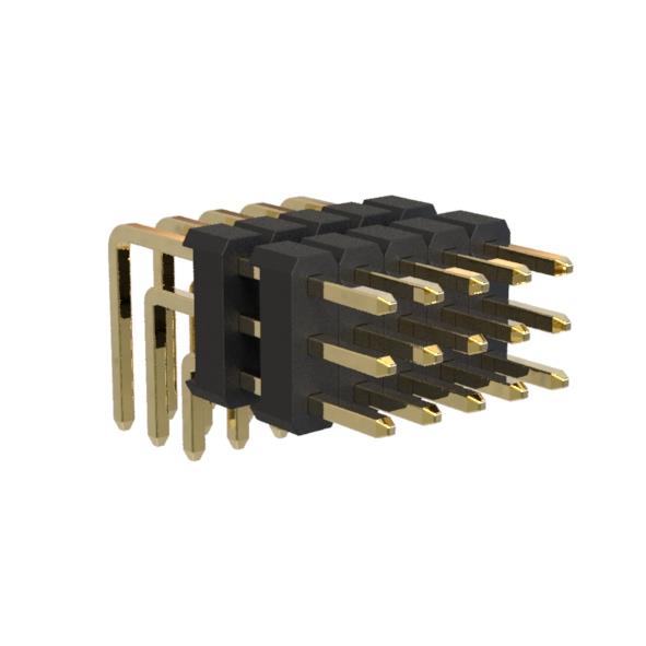 BL1315-23xxR2-1.5 series, plugs pin three-row angular with a double insulator angular, pitch 2,0x2,0 mm, 3x40 pins