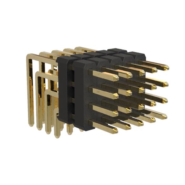 BL1315-24xxR2-1.5 series, plugs pin four-row angular with a double insulator angular, pitch 2,0x2,0 mm, 4x40 pins