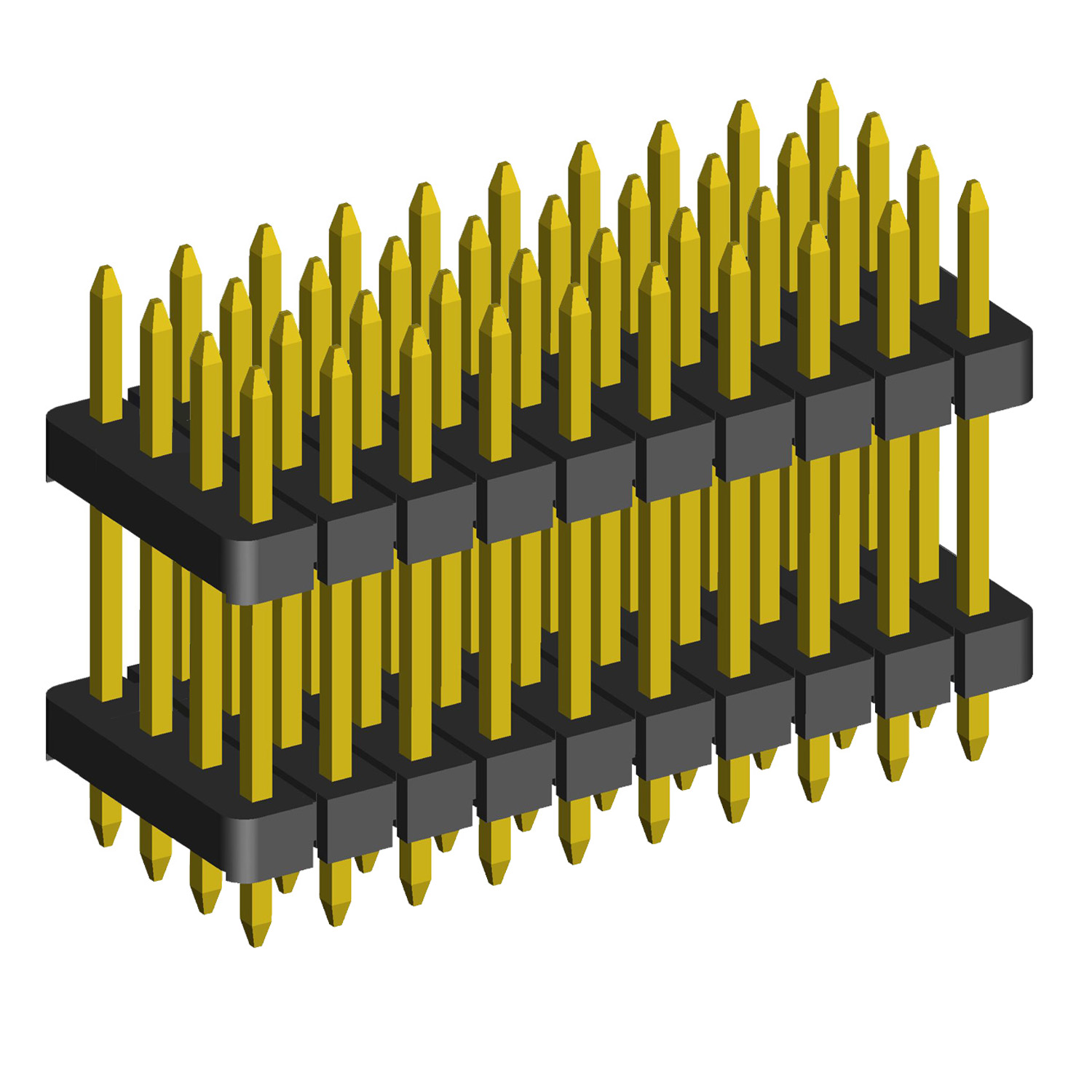 1999PDI-XXXG-H15-2660 series, plugs pin open straight with double insulator four-row on Board for mounting in holes, pitch 2,0x2,0 mm, 4x40 pins