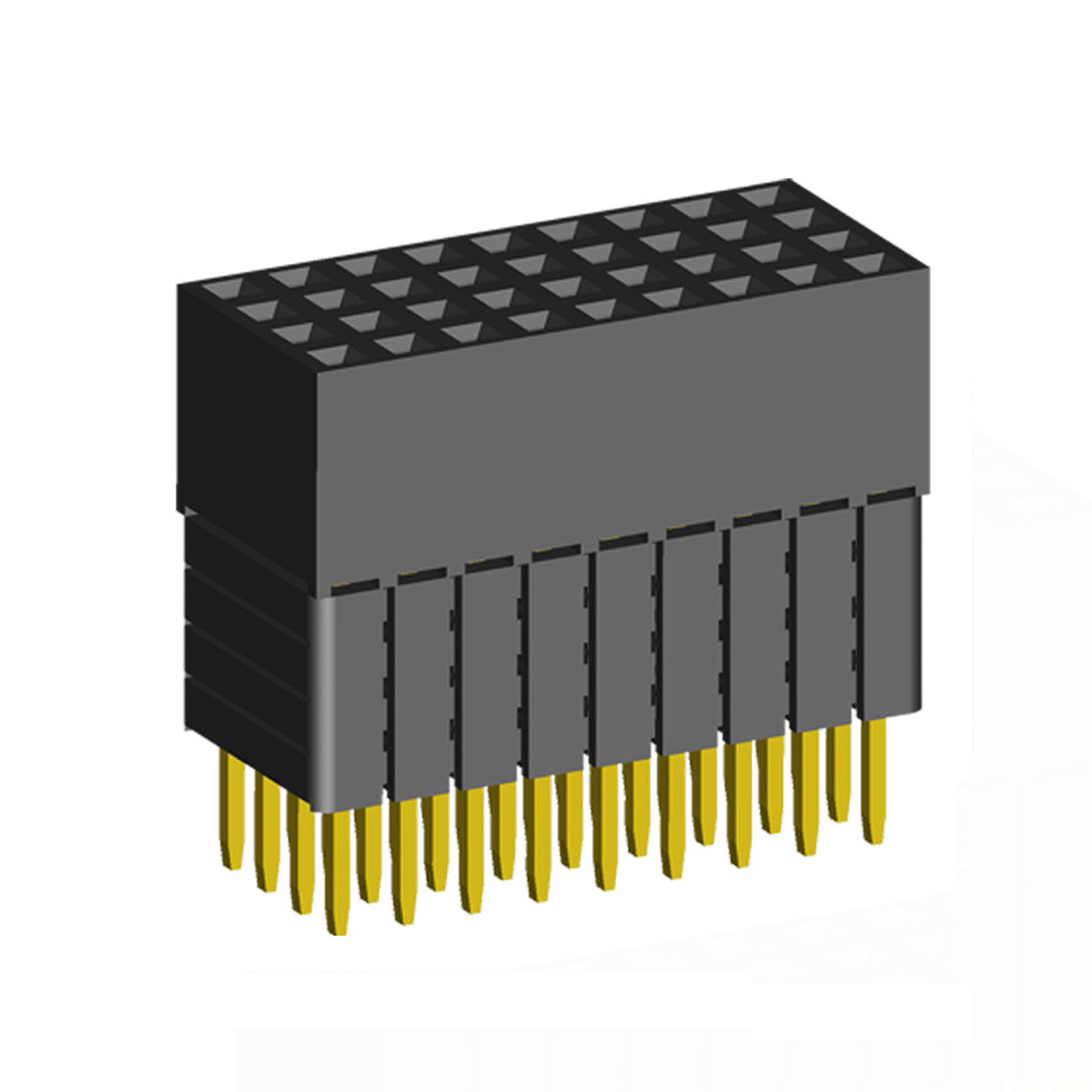 1999SDI-XXXG-4B series, four-row sockets straight to the Board for mounting holes, pitch 2,0x2,0 mm, 4x40 pins