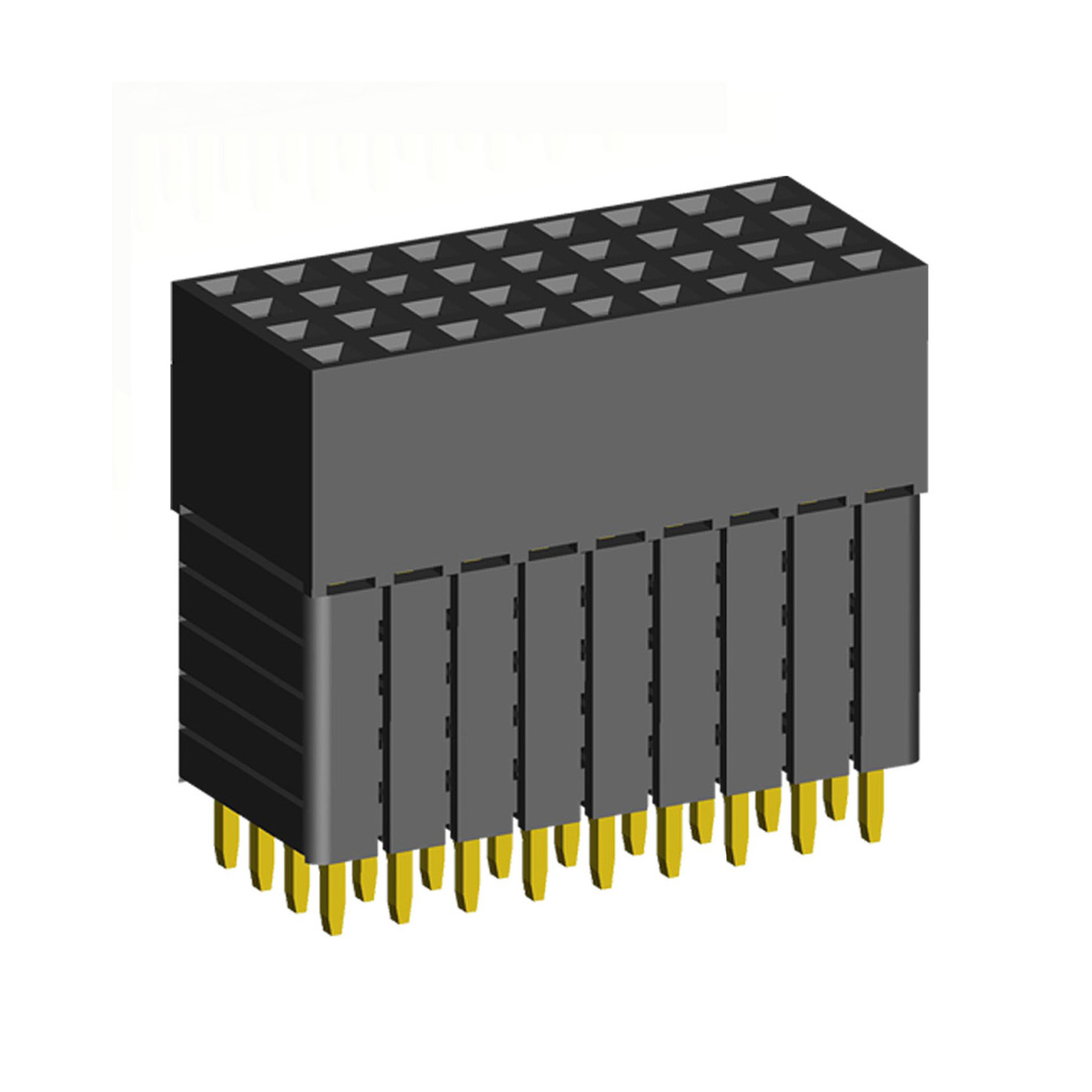 1999SDI-XXXG-5A series, four-row sockets straight to the Board for mounting holes, pitch 2,0x2,0 mm, 4x40 pins