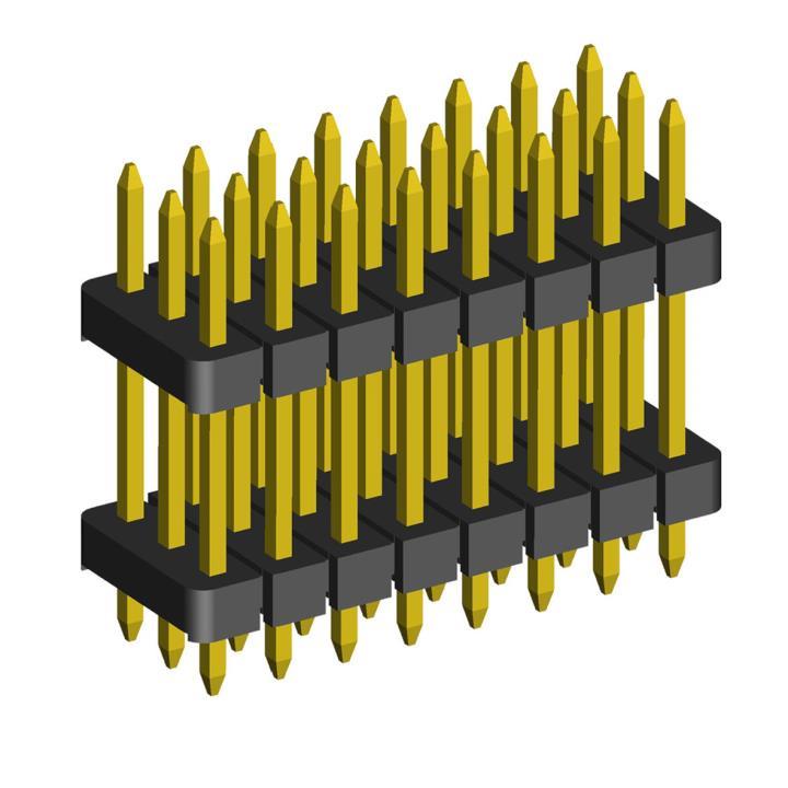2203PDI-XXG-H15-2200 series, plugs pin open straight three-row with double insulator on Board for mounting in holes, pitch 2,0x2,0 mm, 3x40 pins