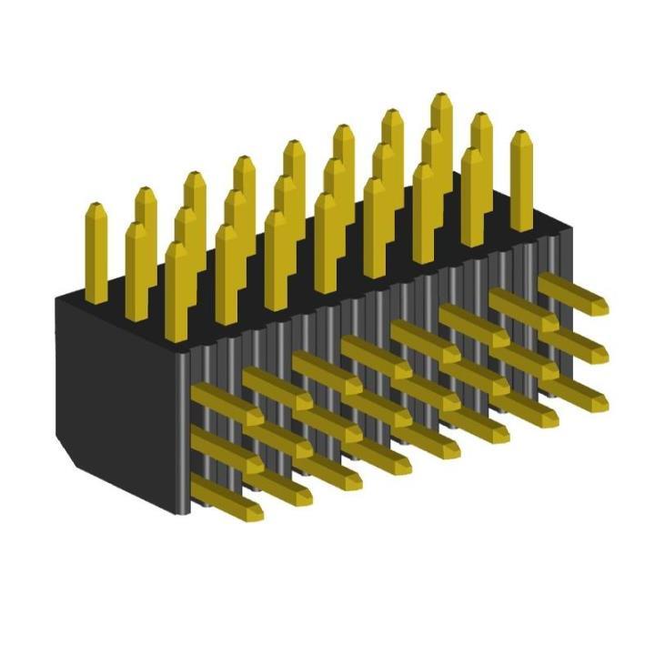 2203R-XXXG-XXXX series, fork open corner three-row pin header on the Board with a larger insulator for installation in a hole, pitch 2,0x2,0 mm, 3x40 pins