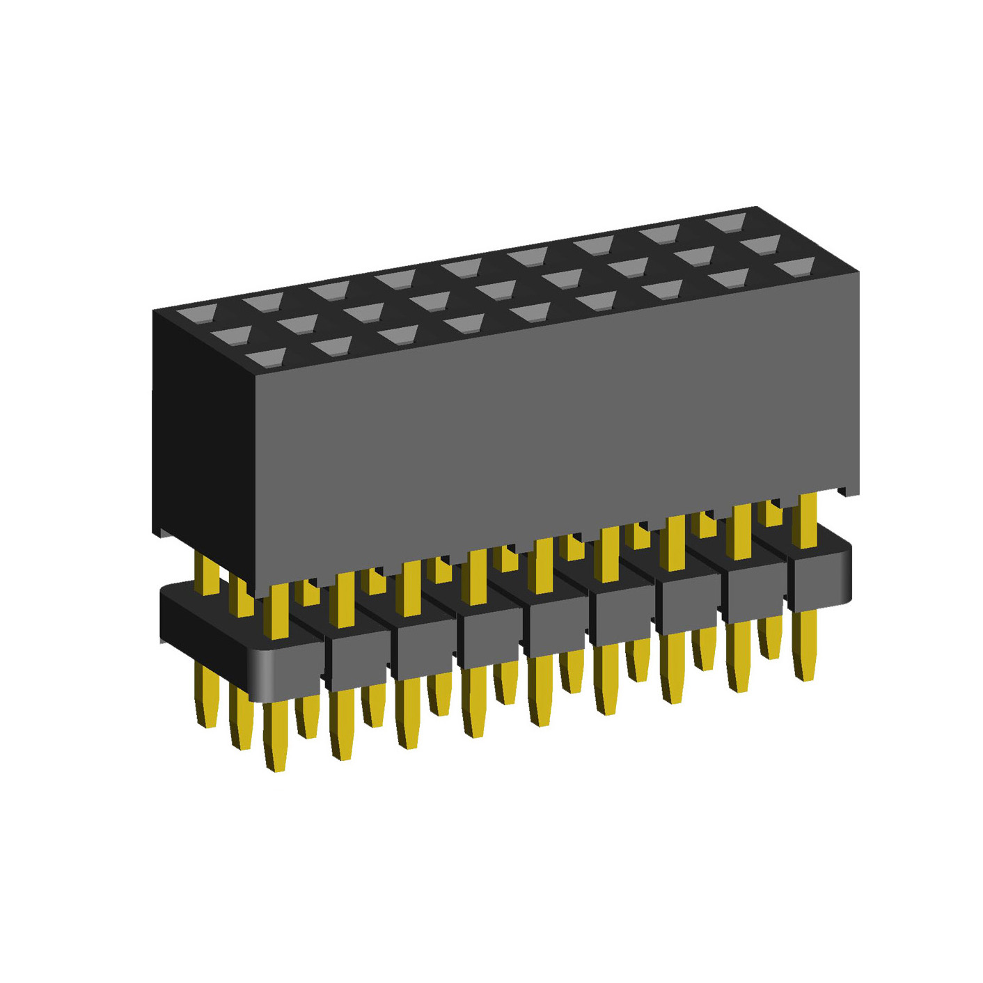 2203SDI-XXXG-935 series, straight three-row sockets with increased insulator on the Board for mounting in holes, pitch 2,0x2,0 mm, 3x40 pins