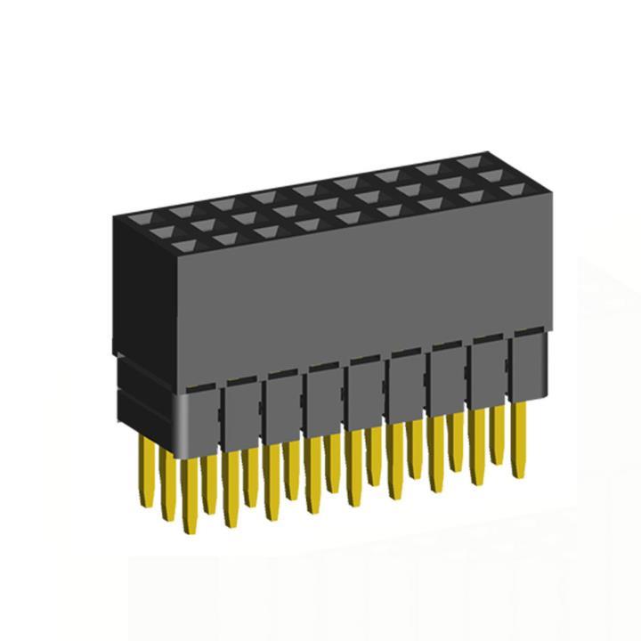 2203SDI-XXXG-2B series, straight three-row sockets with increased insulator on the Board for mounting in holes, pitch 2,0x2,0 mm, 3x40 pins