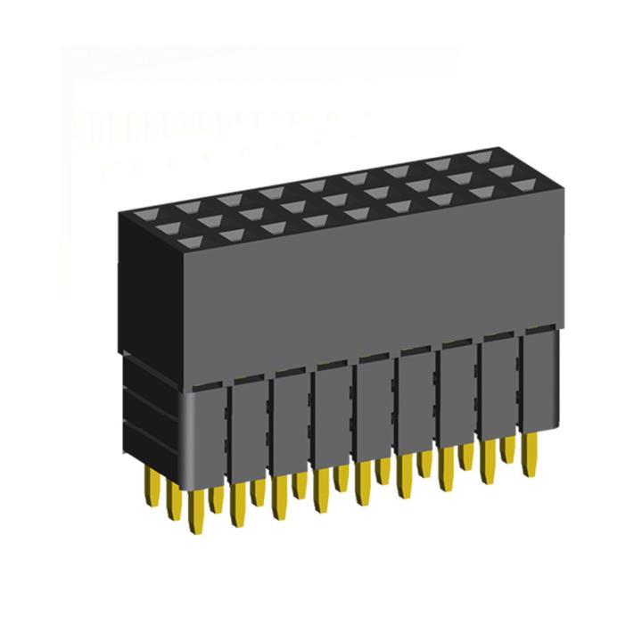 2203SDI-XXXG-3A series, straight three-row sockets with increased insulator on the Board for mounting in holes, pitch 2,0x2,0 mm, 3x40 pins