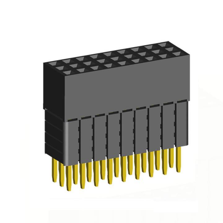 2203SDI-XXXG-4B series, straight three-row sockets with increased insulator on the Board for mounting in holes, pitch 2,0x2,0 mm, 3x40 pins
