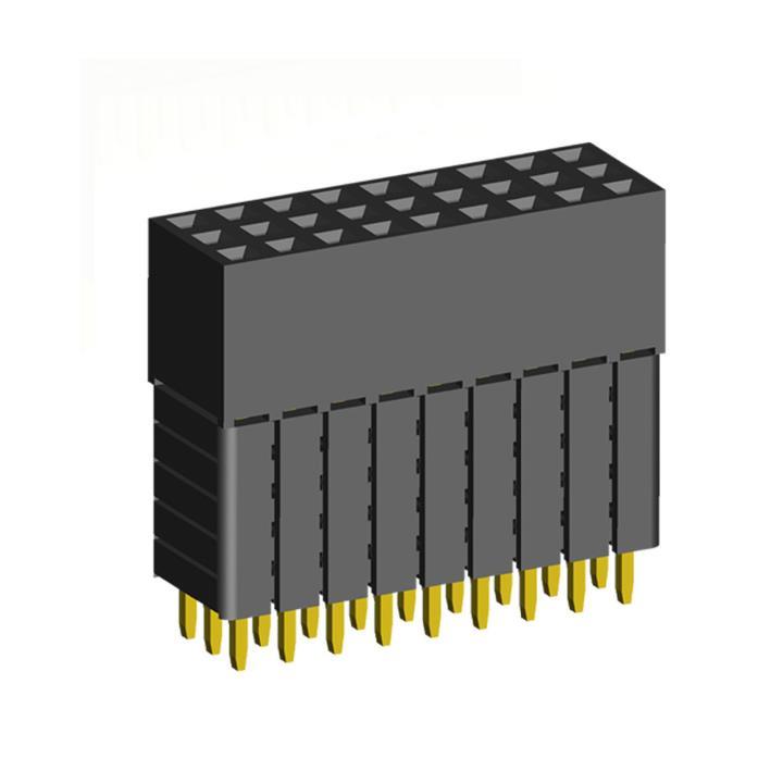 2203SDI-XXXG-5A series, straight three-row sockets with increased insulator on the Board for mounting in holes, pitch 2,0x2,0 mm, 3x40 pins